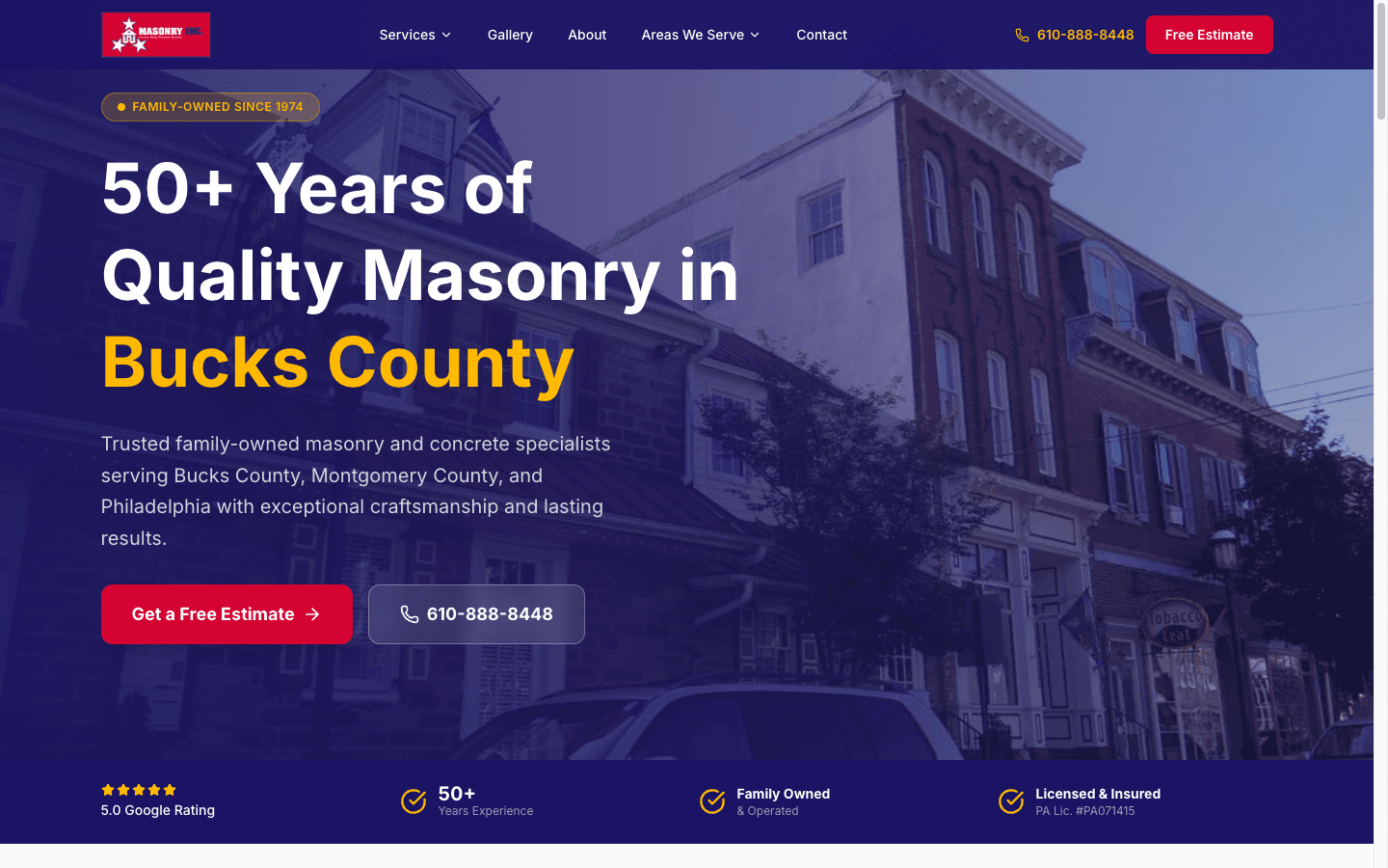 Natalini Masonry website after redesign by Red Door Marketing