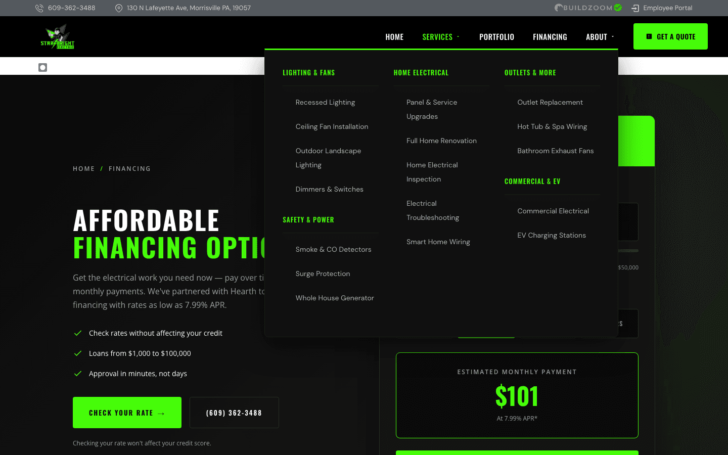Financing page